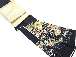 リサイクル　金彩　読本に菊桜模様刺繍留袖　袋帯セット(比翼付き)